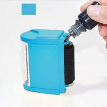 Conjunto de carimbos de rolo para proteção contra roubo de identidade - Azul (inclui tinta de reposição, frasco com tampa para fácil utilização e caixa de armazenamento)
