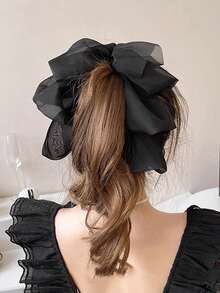 1pc Women's Large Bow Black Banana Clip Hair Accessory - Black - View 1