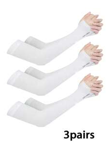 1/2/3/4 Pairs Ladies UV Protection Arm Sleeves, Cooling Compression Tattoo Cap Sleeve For Work, Cycling, Fishing, Halloween, Winter, Casual Plain Colors