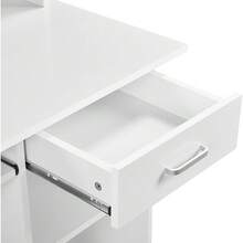 Home Office Wood Computer Desk With Drawers And Pull-Out Keyboard Tray, Study Writing Desk PC Laptop Table With Hutch And Storage Shelves, Modern Workstation, Black - White - View 8