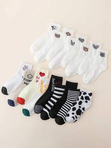 1/5/10/20 Pairs Random Women Cute Animal & Stripe Ankle Socks - Breathable, Soft, Fashionable Casual Socks With Ribbed Cuffs, Multiple Patterns Suitable For Casual Outfits, Adorable Socks - Multicolor - View 2
