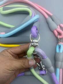 Laisse pour animal de compagnie double avec un design sécurisé et élégant à dégradé de couleurs chatoyantes, idéal pour les propriétaires d'animaux de compagnie arabes. Dégradé bicolore élégant pour les amateurs d'animaux de compagnie