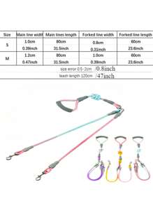 Laisse pour animal de compagnie double avec un design sécurisé et élégant à dégradé de couleurs chatoyantes, idéal pour les propriétaires d'animaux de compagnie arabes. Dégradé bicolore élégant pour les amateurs d'animaux de compagnie