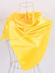 90cm Solid Color Faux Silk Scarf/Headscarf - Yellow - View 1