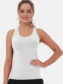 TELALEO 5 PCS Women's Round Neck Sporty Top, Mid-Stretch Solid Color Racer Back Tank Top - Multicolor - View 3