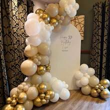 67 piezas de globos de látex blancos y dorados de 12 pulgadas, globos metalizados dorados y blancos adecuados para decoraciones de fiesta de cumpleaños, graduación, boda, despedida de soltera, también para decoraciones de fiestas de cumpleaños, bodas, San Valentín, Halloween, Navidad