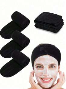 Adjustable Head Bands Solid Color Non Slip Hair Hoops Suitable For Spa Face Washing Skin Care Make Up Head Bands Adjustable Wide Hairband Yoga Spa Bath Shower Makeup Wash Face Cosmetic Headband For Women Ladies Make Up Accessories.Sponge High Skull Crown Twist Headband, Wrist With Towel, Velvet Cloud Headband, Women's Face And Hair Button Home Bathroom Decor Fall Decor Back To School Hair 