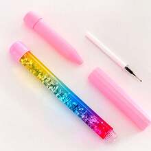 1 支创意流沙中性笔，液体闪光卡通流沙笔，黑色水性墨水笔，学生学校和办公用品书写笔，学校用品，返校
