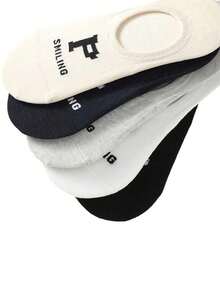 5 Pairs Men's Summer Letter 'P' Pattern Invisible Ankle Leg Warmers, Silicone Non-Slip, Low Vamp Sock Set - Multicolor - View 4