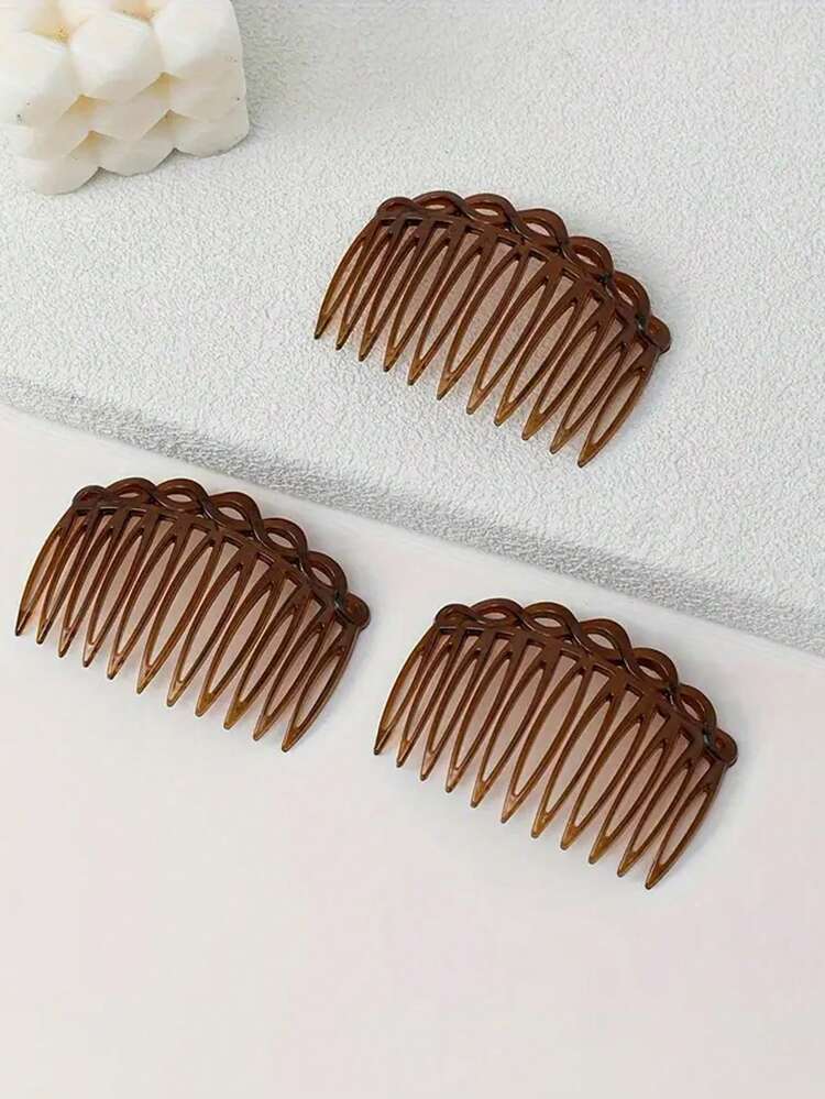 3 piezas Peine de plástico vintage tejido de 11 dientes, peine lateral octagonal, artículos escolares, boda, accesorios para el cabello, accesorios para la cabeza, accesorio para el cabello de novia, dama de honor - Multicolor - Añade 2