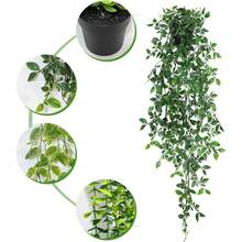 3 Pack Artificial Hanging Plant With Pots- Realistic Green Plants Flowers - Indoor & Outdoor Faux Greenery For Home Decoration, Living Room, Bedroom - Green - View 6
