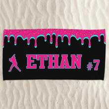 Personalized Ice Cream Drip Baseball Beach Towel For Boys, Drip Beach Towel, Pool Towel, Baseball Softball Team Gift, Youth Baseball Gift Bathroom Decor Summer, Beach Mode On, Multi-Functional, Colorful For Anniversaries, For Valentine's Day, For Mother's Day, For Birthdays, For Father's Day, For Graduation, For Weddings, For Housewarming Travel Essentials Travel Accessories Beach Essentials,Sunny Journey