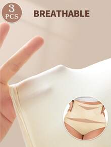 MIOTAN 3 Packs Women High-Waisted Panties, Cross-Strap Design, Solid Color, Shaping, Elastic, Soft, Breathable - Multicolor - View 6