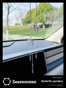 Zinc Alloy Butterfly Shaped Car Pendant, Creative Hanging Decoration For Car Rearview Mirror - Multicolor - View 7