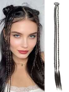 1pc Braid Hair Clip In Hair Extensions Blode Brown Black Clip Hairpieces Synthetic Fiber Hair Extensions Women Party Daily Wear
