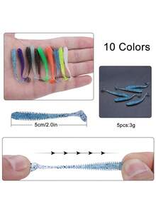 SOUGAYILANG 10/30/50pcs Artificial Soft Lure,5cm/1g Lifelike Worm Lure,Simulated Fish Tail Motion,Silicone Fishing Lures,For Freshwater And Saltwater,Bass Fishing Gear Tackle - Multicolor - View 4