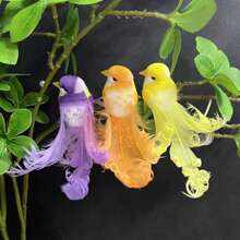 1pc Simulation Long Tailed Bird With Feathers, Simulation Feather Curly Bird, Used For Home, Garden, And Holiday Decoration
