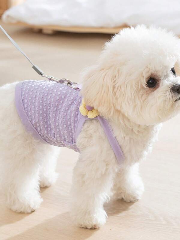 3D Flower Harness Leash For Small Dogs, Fashionable Spring/Summer Pet Dog Clothes