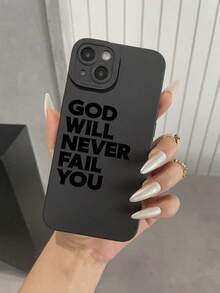 Slogan Graphic Liquid Silicone Phone Case, Full Body Shock Proof Anti-Fall TPU Soft Rubber Case - Black - View 2
