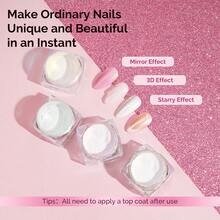 4 Jars Chrome Nail Powder Y2K Aesthetic Metallic Mirror Effect Holographic White Aurora Chameleon Chrome Powder For Nail Art Gel Polish, Nail Supplies For Nails Glitter Powder - Y01+Y02+Y04+Y06 - 查看 4