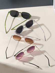 4pcs Square & Round PC Metal Outdoor Fashion Glasses, Fashion & Suitable For Daily Use - 4 Pairs Of Multi-color - View 4