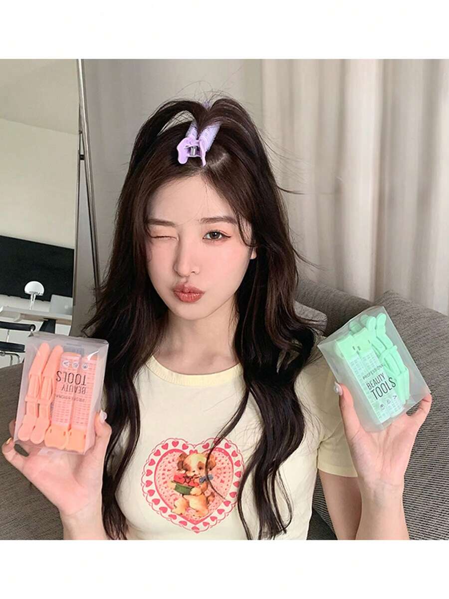 4 件/盒发根丰盈夹无痕刘海夹，松垮发夹，固定发根和头顶的扁平头发，扁平头发的救星，返校、旅行度假必备品，女士发饰 - 彩色 - 查看 1