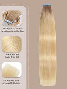 Yilite 18" 50g 20pcs Ombre R#22/613 Blonde Seamless PU Skin Weft Human Hair Extensions - S22/613 - View 4