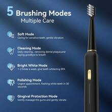 SEJOY Electric Toothbrush Rechargeable With 12 Brush Heads 5 Modes Timer - Black - View 2