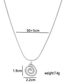 1pc European & American New Fashion Niche Elegant Stainless Steel Asymmetrical Spiral Pendant Necklace, High-End Sweater Chain - Vortex - View 6