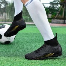1 Pair Unisex Cleated Football/Soccer Shoes, Suitable For Training On Artificial Grass, Hard Outdoor Fields, And Indoor Courts, Professional Team Sports Shoes With Lace-Up, Non-Slip Rubber Soles, Lightweight High-Performance Design And Short Studs