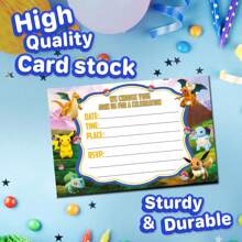 pokemon 10pcs Cartoon Pattern Party Greeting Card Invitations And Envelopes, Birthday Invitation Cards, Party Invitation Cards, Pokémon Pattern Greeting Card Invitations
