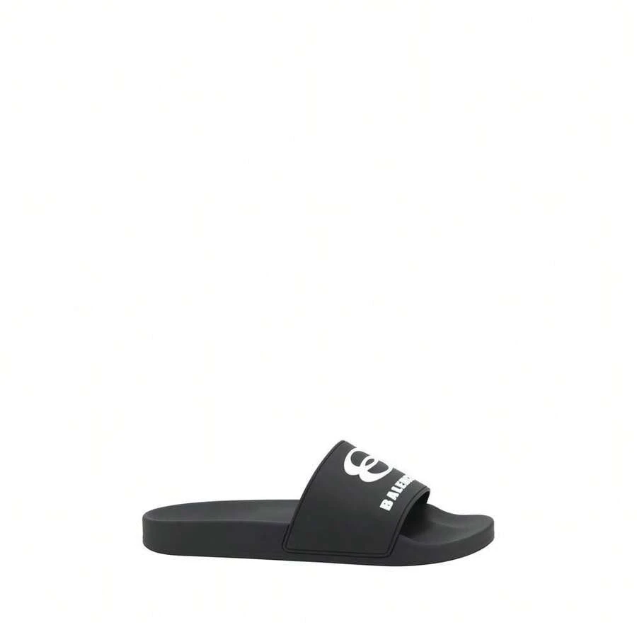 Balenciaga Logo Men's Slippers - Black - View 1