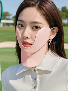 GOLOVEJOY 1pc Women's Summer Cycling Sunscreen Ice Silk Golf Face Mask, With Rhinestone Pattern, Versatile U-Shaped Design, Breathable Sun Protection Mask To Shield Eyes, Cheek, Neck - Unisex - Multicolor - View 3