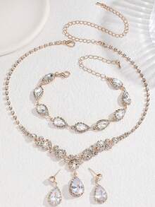 4pcs Gold Jewelry Set For Women, Minimalist & Practical Multi-Function - Gold - View 3