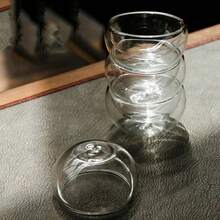 Taza de té pequeña de 50ml, exquisita taza de doble capa transparente de vidrio, Kung Fu resistente al calor, tazas de té Puer, tazas de café - 6 piezas - Ver 8