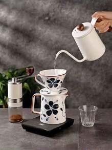 1pc Household Drip Style Ceramic Coffee Cup, Hand-Painted Vintage Coffee Filter Cup, Reusable Ceramic Coffee Filter, Easy To Clean, Origami Design For Fast Filtering, Suitable For Home And Office Use Back To School