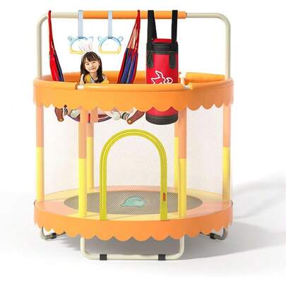 子供用トランポリン 室内トランポリン 安全 静音 150cm 小型トランポリン 室内運動 耐荷重 約100kg ファミリー遊園地 スポーツ フィットネス 耐久性 安全ネット付き 室内 家庭用 ラウンドトランポリン 子供 プレゼント 日本語説明書付