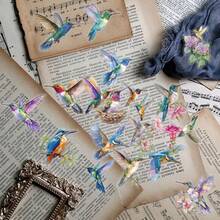 50Pcs Bird Stickers Transparent Stickers Aesthetic Stickers Colored Stickers Floral Stickers Vinyl Stickers Stickers For Water Bottle, Hydroflask, Guitar, Luggage, Phone, Case, Laptop, Skateboard, Gift,School Supplies,Back To School