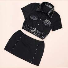 Black Mini Uniform, Tights With Hat, Black Pants, Party Costume, Halloween Costume