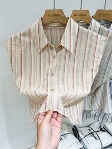 YUXIN Summer New Casual Fashionable Striped Regular Shoulder Loose Short Sleeve Blouse For Women