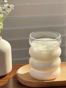 1pc Retro 300ml Large Capacity Transparent Glass Coffee Milk Latte Mug For Water, Iced Coffee, Milk Tea, Juice, Tea, Etc., Suitable For All Seasons, Including A Cute Caterpillar Design
