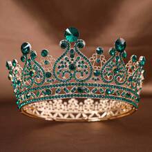 1pc Gold Luxury Rhinestone Princess Crown For Bridal Wedding Dress Accessory - Gold - View 11