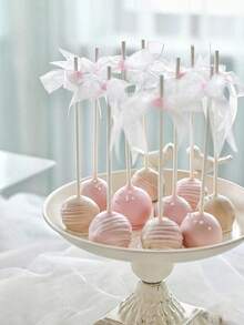 100 unidades de palitos de piruleta de papel blanco, palitos para cake pops, palitos para chupetes, perfectos para la mesa de la cocina, ensalada de frutas, decoración de dulces, para fiestas de cumpleaños, San Valentín, graduación, bodas - Blanco - Ver 6