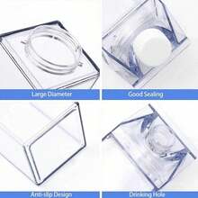 1 pieza Envase grande de cartón de leche transparente, botella de leche reutilizable, vaso transparente para beber, botella de agua de cartón de leche cuadrada a prueba de fugas para deportes al aire libre, viajes, camping y actividades escolares - Multicolor - Ver 5