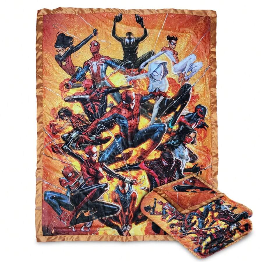 Into The Spider-Verse 60th Anniversary Softest Comfy Throw Blanket For Adults & Kids | Measures 60 X 45 Inches - màu đen - Xem 1