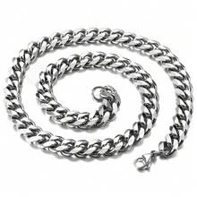 Trendsmax 3/5/7/9/11mm Men's Stainless Steel Curb Cuban Chain Necklace Basic Jewelry 18-30inch Silver Color For Men Women Gift - 11mm - 查看 3