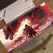 Extra Large Precision Edged Gaming Mouse Pad - Dragon Warrior Design, Rubber Base, Rectangular Anti-Slip Desk Mat, Washable, Non-Slip Computer Mousepad For Esports Back To School