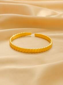 قطعة واحدة سوار قابل للتعديل الحجم بطراز صيني مفتوح بزخارف زهرية، إكسسوار عصري شيك بسيط، مصنوع بالتشبيك، بحلي الراين، بنمط قشر السمك