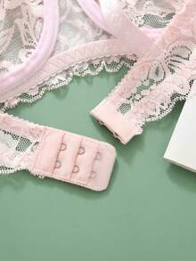 2 件优雅蕾丝女士性感胸罩女式聚拢文胸透明文胸纯色蝴蝶结性感内衣女士内衣钢圈无衬里文胸