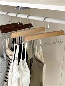 1 件节省空间的木制多功能衣架，带 8 个挂钩，可用于挂橱柜、领带、围巾、皮带等。 - 彩色 - 查看 6